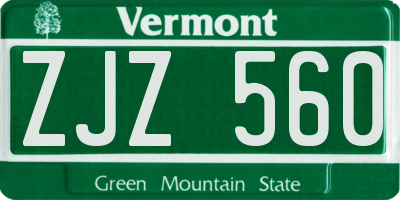 VT license plate ZJZ560
