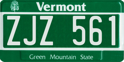 VT license plate ZJZ561