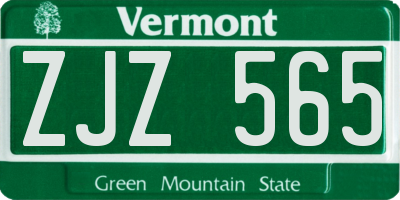 VT license plate ZJZ565
