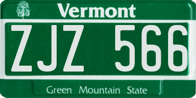 VT license plate ZJZ566