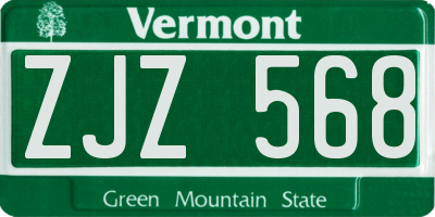 VT license plate ZJZ568