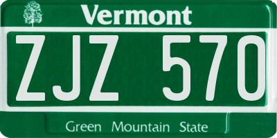 VT license plate ZJZ570
