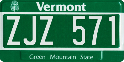 VT license plate ZJZ571