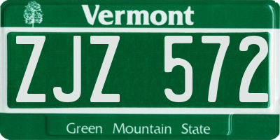 VT license plate ZJZ572