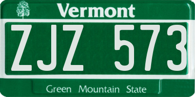 VT license plate ZJZ573