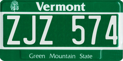 VT license plate ZJZ574