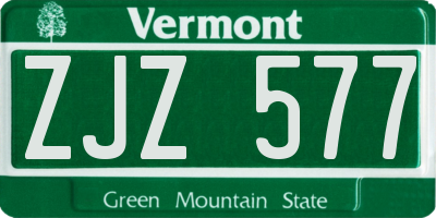VT license plate ZJZ577