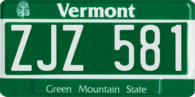 VT license plate ZJZ581