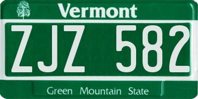 VT license plate ZJZ582