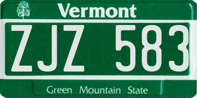 VT license plate ZJZ583