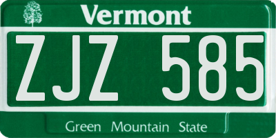 VT license plate ZJZ585