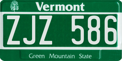 VT license plate ZJZ586
