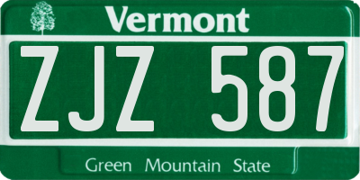 VT license plate ZJZ587