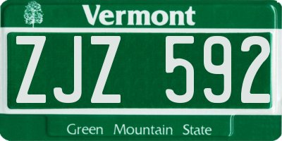 VT license plate ZJZ592