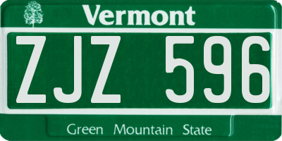 VT license plate ZJZ596