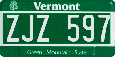 VT license plate ZJZ597