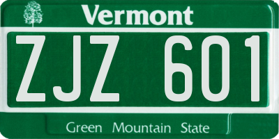 VT license plate ZJZ601