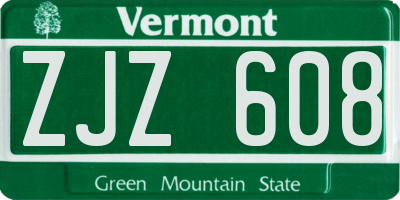 VT license plate ZJZ608