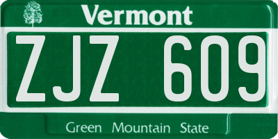 VT license plate ZJZ609