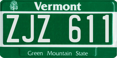 VT license plate ZJZ611