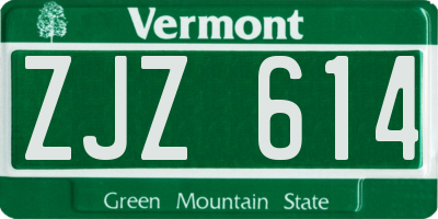 VT license plate ZJZ614