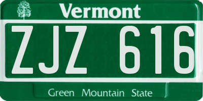 VT license plate ZJZ616