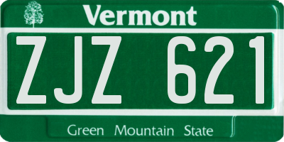 VT license plate ZJZ621
