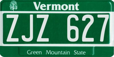 VT license plate ZJZ627