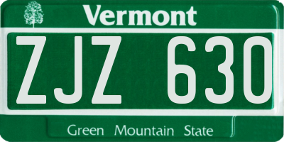 VT license plate ZJZ630
