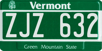VT license plate ZJZ632