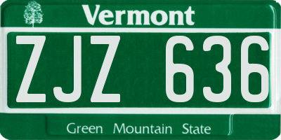 VT license plate ZJZ636