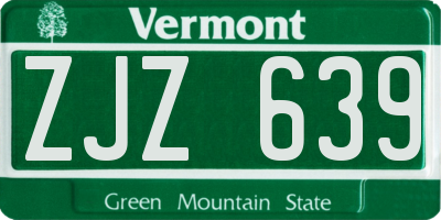 VT license plate ZJZ639