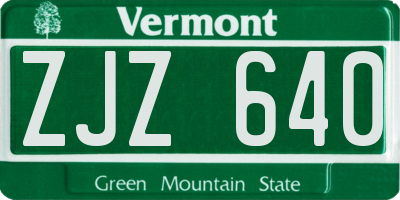 VT license plate ZJZ640