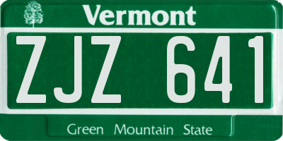 VT license plate ZJZ641
