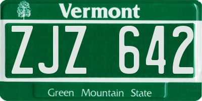 VT license plate ZJZ642