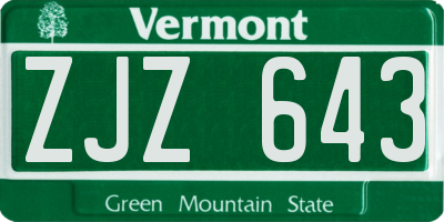 VT license plate ZJZ643