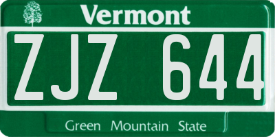 VT license plate ZJZ644