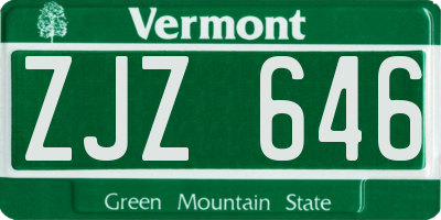 VT license plate ZJZ646