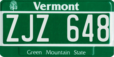 VT license plate ZJZ648
