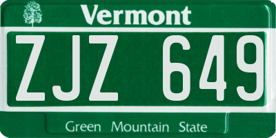 VT license plate ZJZ649