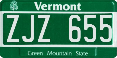 VT license plate ZJZ655
