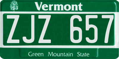 VT license plate ZJZ657