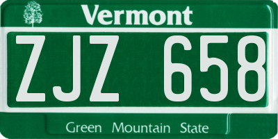 VT license plate ZJZ658
