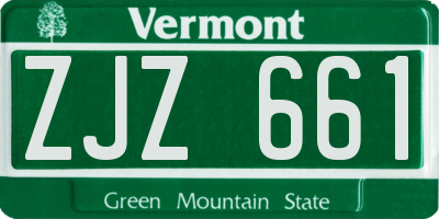VT license plate ZJZ661