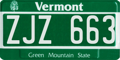 VT license plate ZJZ663