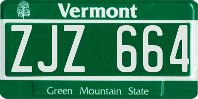 VT license plate ZJZ664