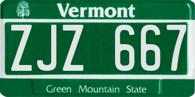 VT license plate ZJZ667