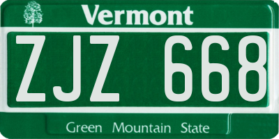 VT license plate ZJZ668