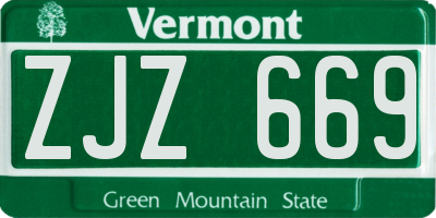 VT license plate ZJZ669