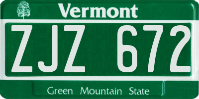 VT license plate ZJZ672